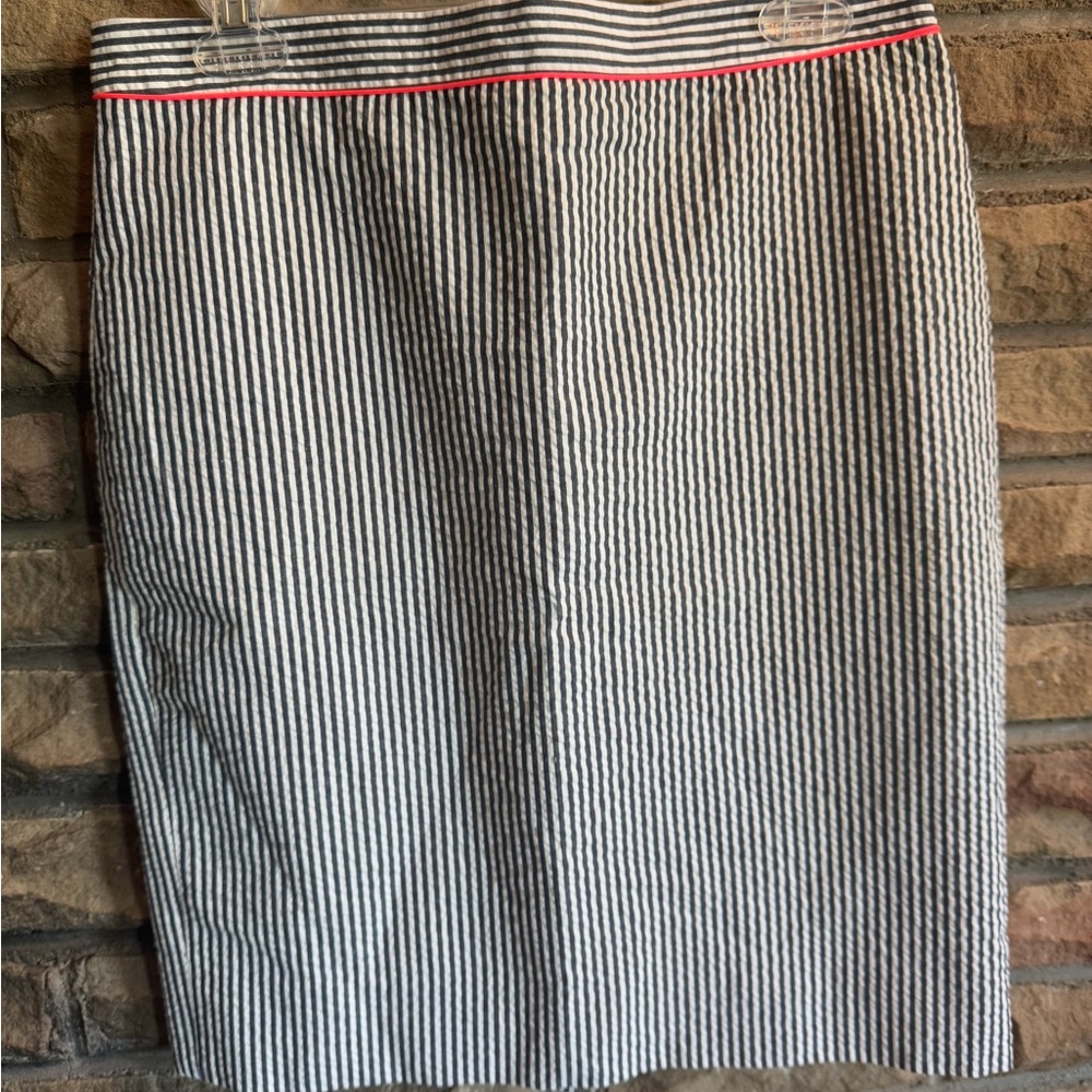 J. Crew Navy and White Pencil Skirt Knee-Length Work